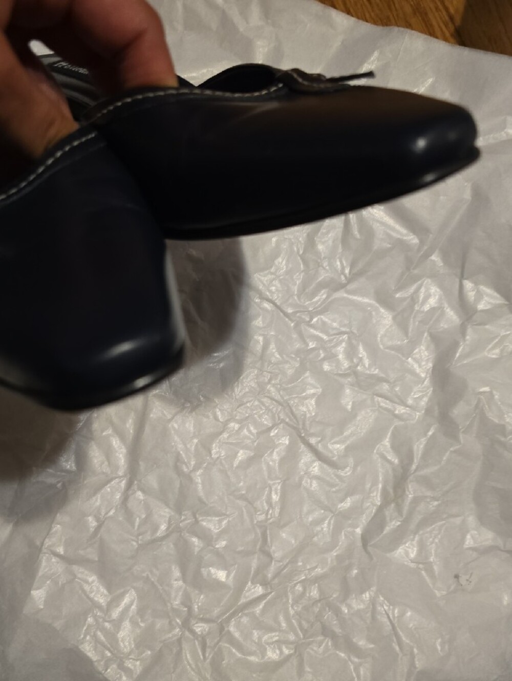 Etienne Aigner Navy Leather Slip-On Mules Sz 8 - Picture 6 of 6